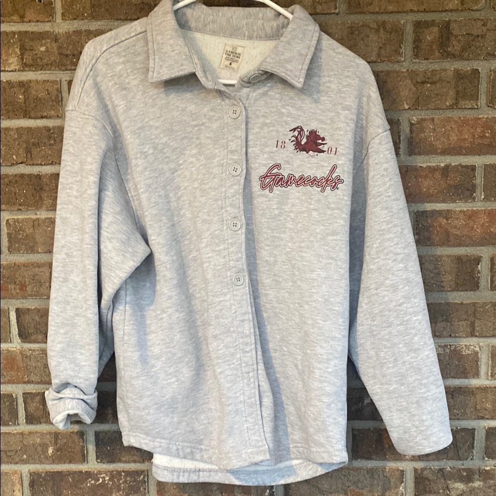 Gameday Couture Gamecocks Gray Button-Up Fleece lined Shirt